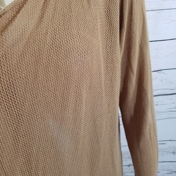 August Silk Cardigan sweater Cascade Open front Brown Size Women's Large - Picture 8 of 9